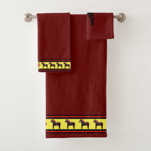 Friesian Folk dalena pater, schwarzer Hengst, rot/ Badhandtuch Set