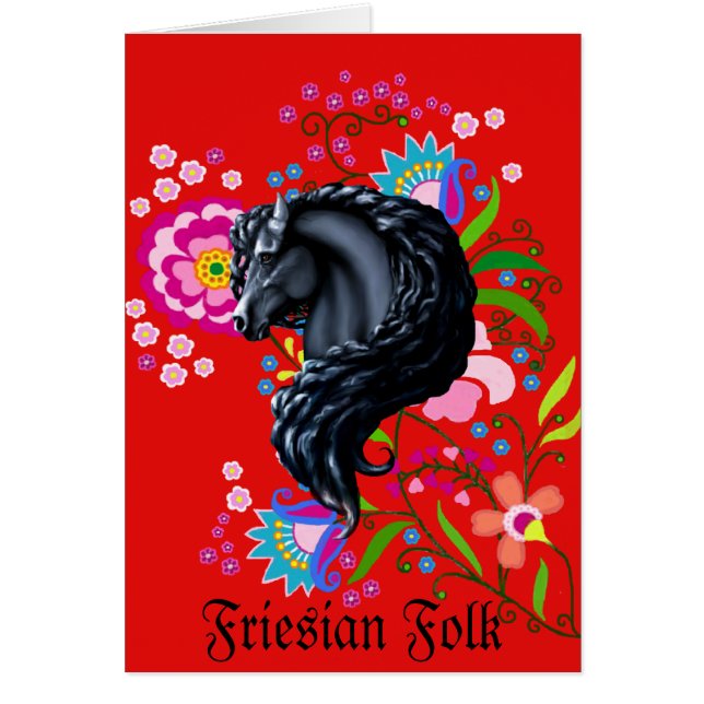 Friesian Folk, Pferd, schwarzer Hengst (Vorne)