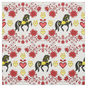 Friesian/Frisian Folk red/gold/black, herzen, 4" Stoff