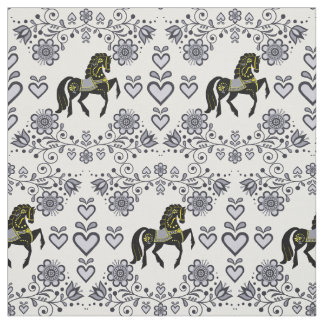 Friesian/Frisian Folk silber/gold/schwarz,herzen,  Stoff
