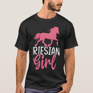 Friesian Girl Horse Rider Girl Reiten Frauen T-Shirt