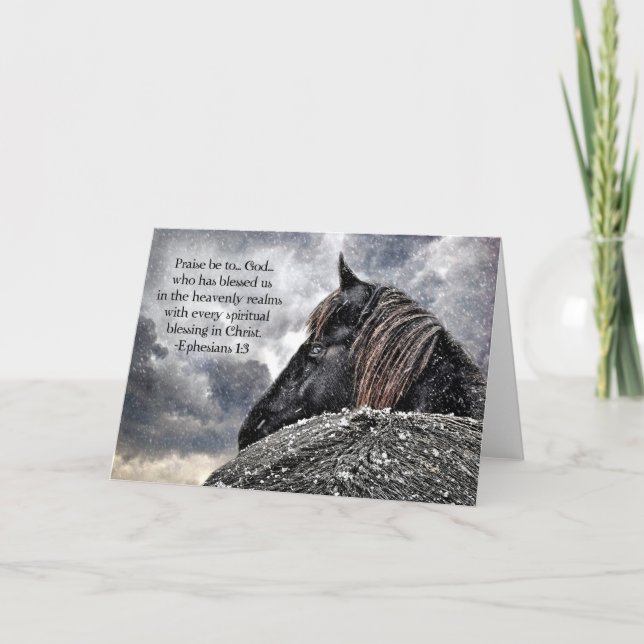 Friesian HorChristmas Card Feiertagskarte (Vorderseite)