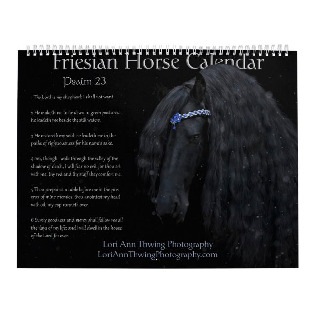 Friesian Horse Calendar Psalm 23 Kalender (Titelbild)