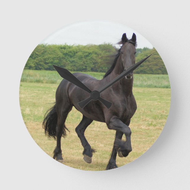 Friesian Horse Clock Runde Wanduhr (Vorderseite)