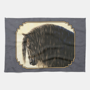 Friesian Horse Dark Slate Gray Handtuch