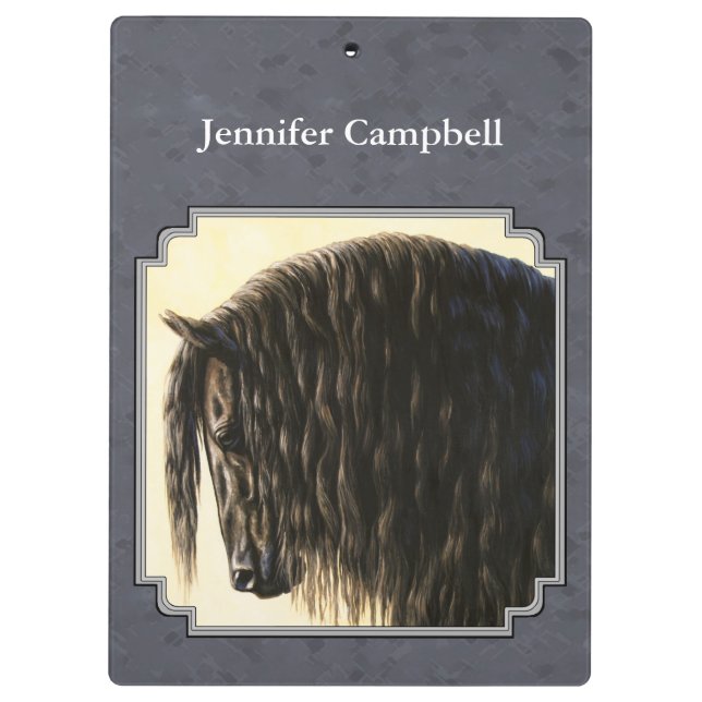 Friesian Horse Dark Slate Gray Klemmbrett (Rückseite)