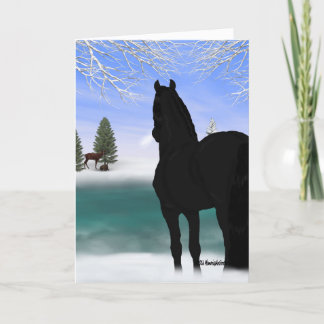 Friesian Horse in Winter Christmas Feiertagskarte