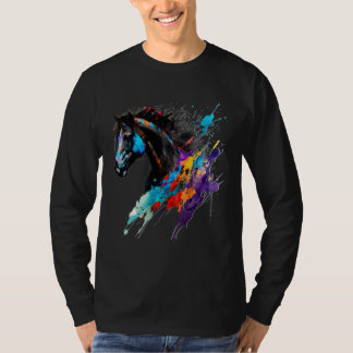 Friesian Horse Paint Splatter Exotic Horse Splatt T-Shirt