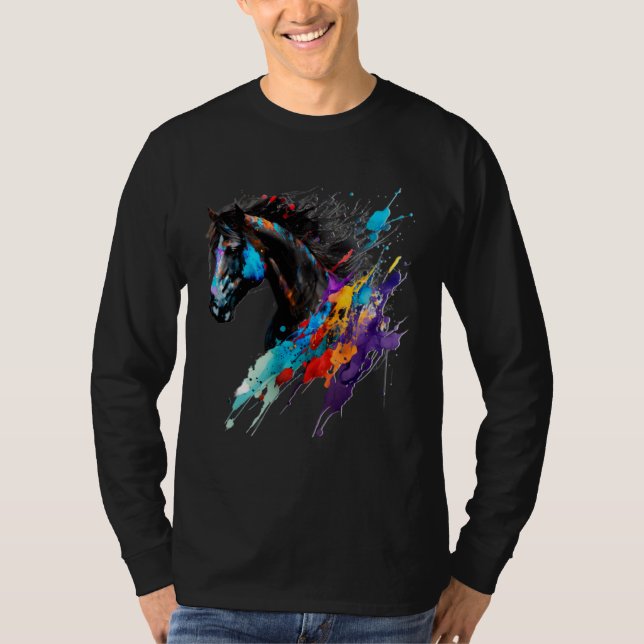 Friesian Horse Paint Splatter Exotic Horse  Splatt T-Shirt (Vorderseite)