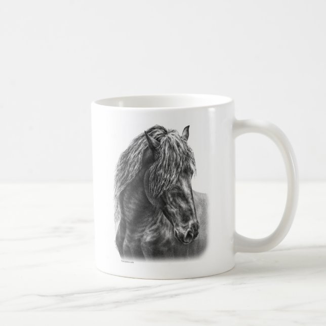 Friesian Horse Portrait Wavy Mane Kaffeetasse (Rechts)