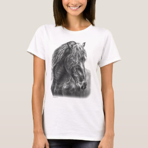 Friesian Horse Portrait Wavy Mane T-Shirt