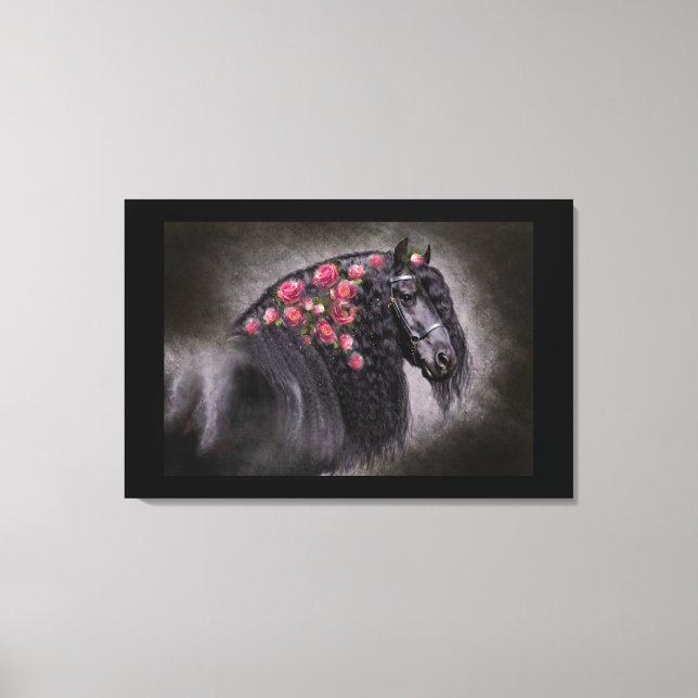 Friesian Portrait - Wrapped Canvas Leinwanddruck (Vorderseite)