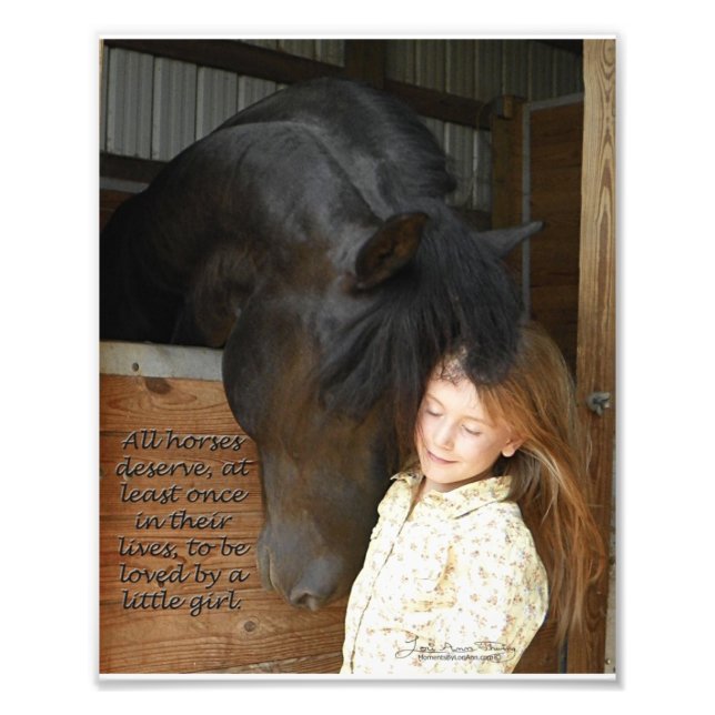 Friesian Stallion Mintse and Little Girl Fotodruck (Vorne)