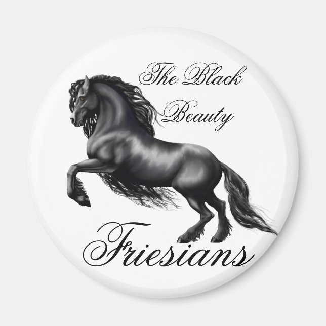 Friesianer, schwarzer Brief Magnet (Vorne)