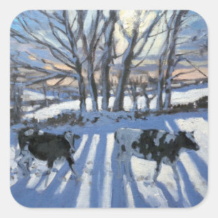 Friesische Kühe 2009 Quadratischer Aufkleber