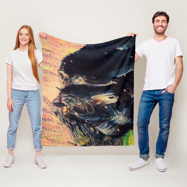 Friesische Pferde, schwarzer Hengst/Stute, Wisteri Fleecedecke (Beispiel)