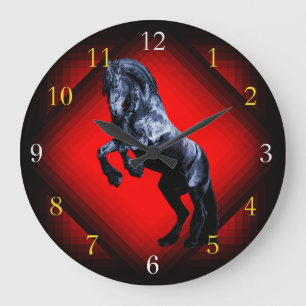 Friesischer Hengst Große Wanduhr