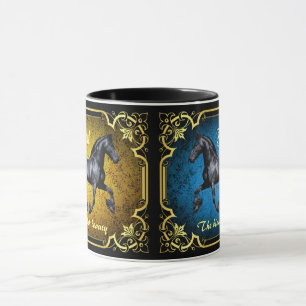 Friesischer Pferd, Silhouette/Gold/Schwarz/Schwarz Tasse