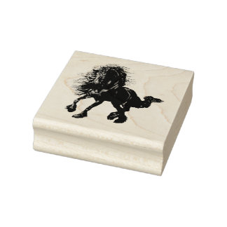 Friesischer, schwarzer Hengst, ich Liebe mein Frie Gummistempel