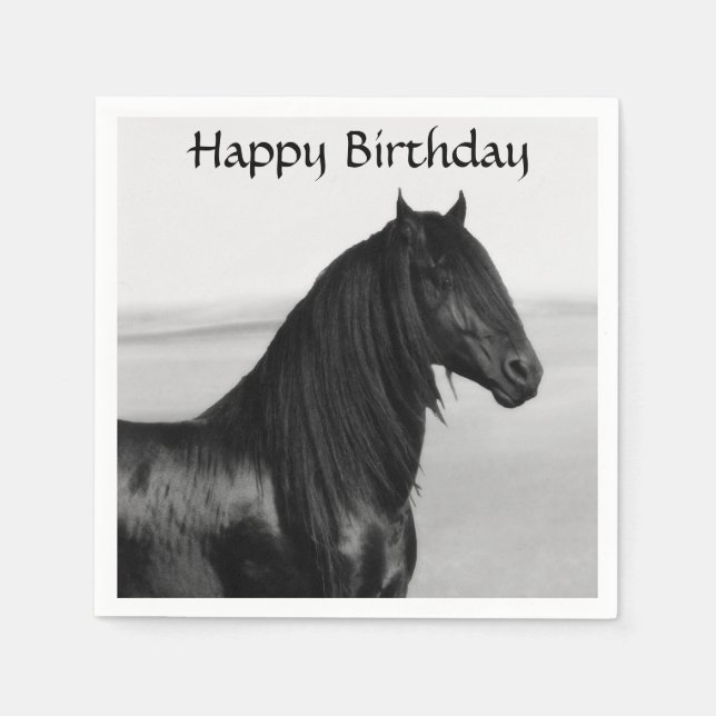 Friesischer schwarzer Hengst Serviette (Vorderseite)