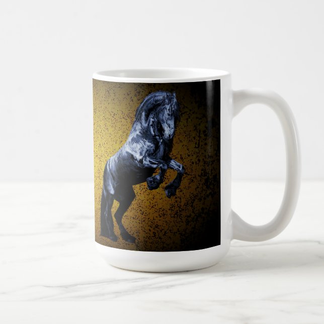 Friesischer schwarzer Stallion/schwarze Schönheit, Kaffeetasse (Rechts)
