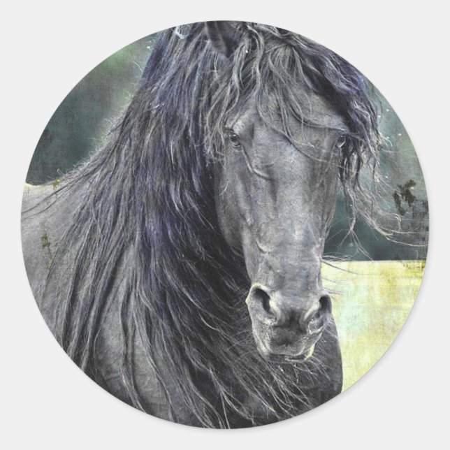 Friesischer Stallion Runder Aufkleber (Vorderseite)