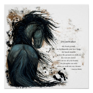 Friesisches DreamWalker Pferdegedicht-Plakat durch Poster