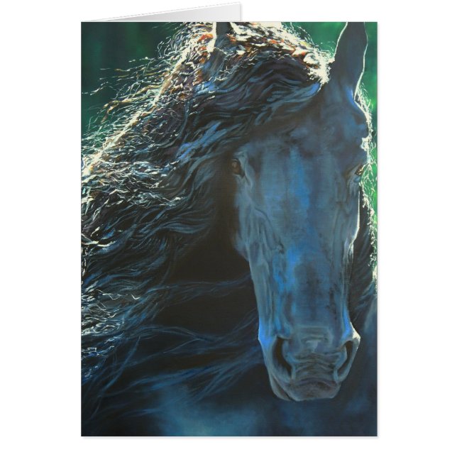 Friesisches Pferd, schwarzer Hengst (Vorne)