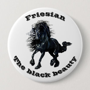 Friesisches Pferd, schwarzer Schönheit Stallion Button