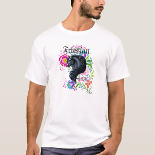 Friesisches Pferd, Stallion, VolksBlumen T-Shirt