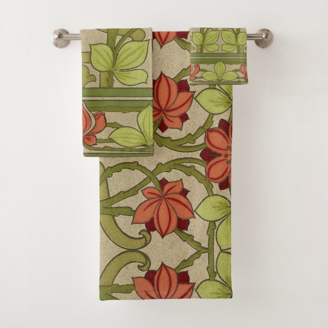 Frieze Border Art Nouveau Floral Badhandtuch Set (Insitu)