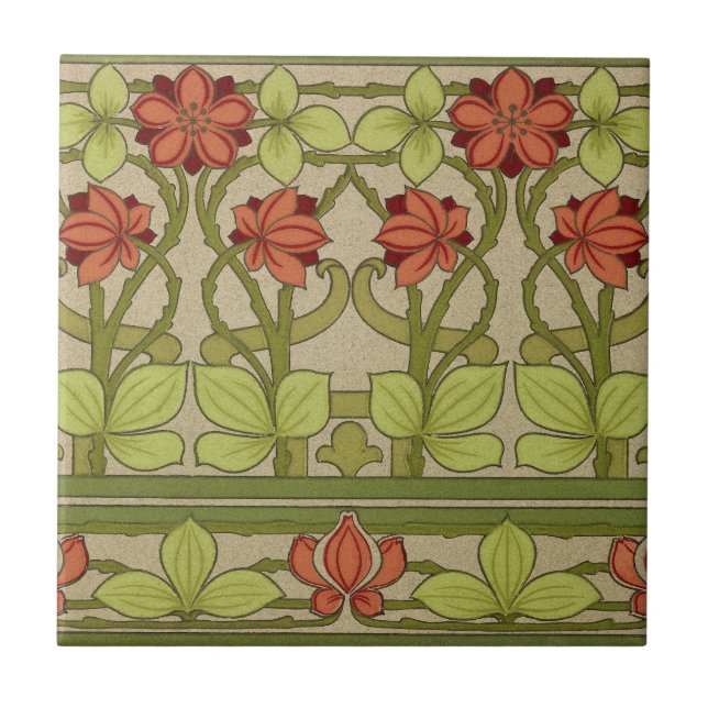 Frieze Border Art Nouveau Floral Fliese (Vorderseite)