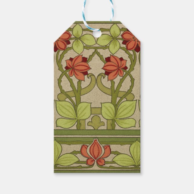 Frieze Border Art Nouveau Floral Geschenkanhänger (Vorderseite)