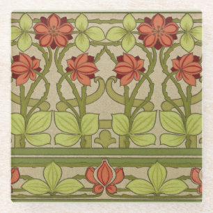 Frieze Border Art Nouveau Floral Glasuntersetzer