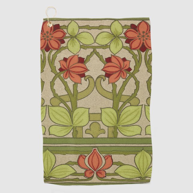 Frieze Border Art Nouveau Floral Golfhandtuch (Vorderseite)