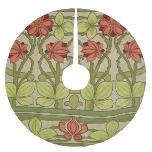 Frieze Border Art Nouveau Floral Polyester Weihnachtsbaumdecke