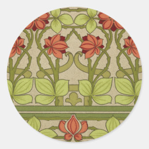Frieze Border Art Nouveau Floral Runder Aufkleber