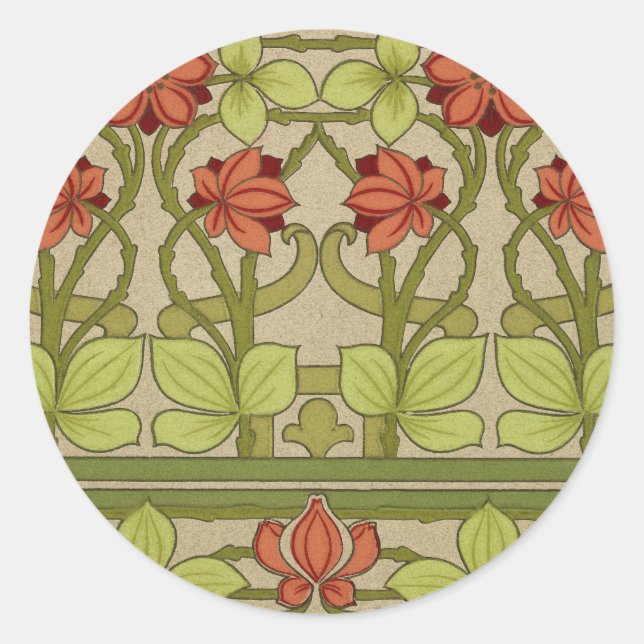 Frieze Border Art Nouveau Floral Runder Aufkleber (Vorderseite)