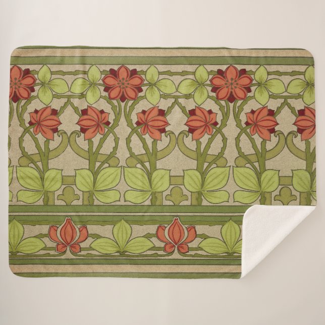 Frieze Border Art Nouveau Floral Sherpadecke (Vorderseite (Horizontal))