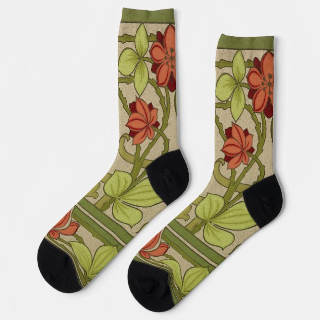 Frieze Border Art Nouveau Floral Socken (Linkes Detail)