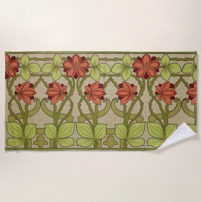 Frieze Border Art Nouveau Floral Strandtuch (Vorderseite)
