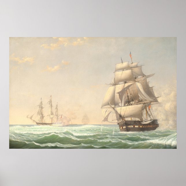 Frigate President von Fitz Henry Lane Fine Art Pos Poster (Vorne)