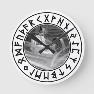 Frigg Rune-Schild Runde Wanduhr