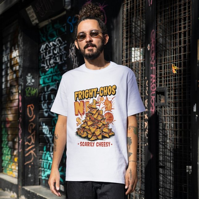 Fright-chos Halloween Spooky Nacho Joke Food Pun Tri-Blend Shirt (Von Creator hochgeladen)