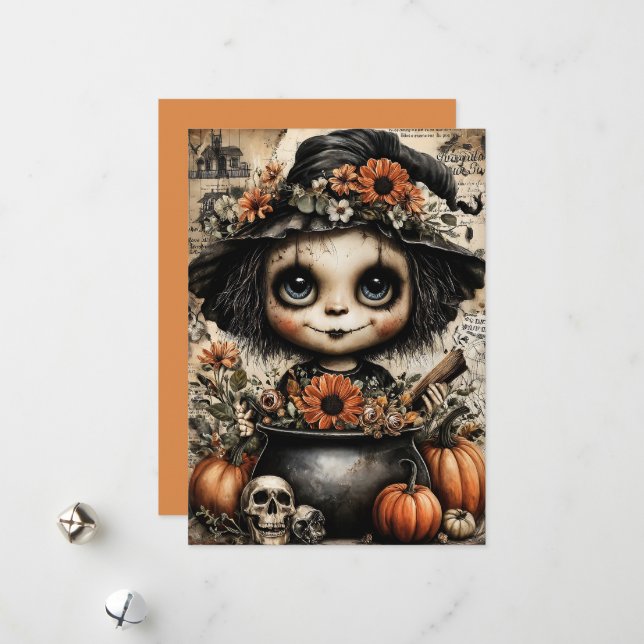 Fright & Delight Halloween Feiertagskarte (Vorderseite/Rückseite Beispiel)