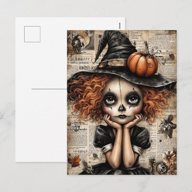 Fright & Delight Halloween Feiertagspostkarte (Vorne/Hinten)