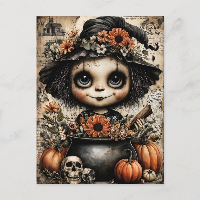 Fright & Delight Halloween Feiertagspostkarte (Vorderseite)