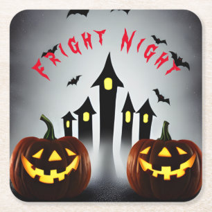 Fright Night Creepy Halloween Jack 'o Lantern Rechteckiger Pappuntersetzer