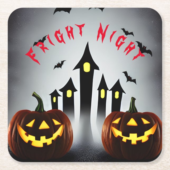 Fright Night Creepy Halloween Jack 'o Lantern Rechteckiger Pappuntersetzer (Vorderseite)