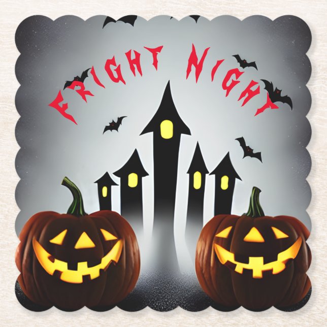 Fright Night Creepy Halloween Jack 'o Lantern Untersetzer (Vorderseite)
